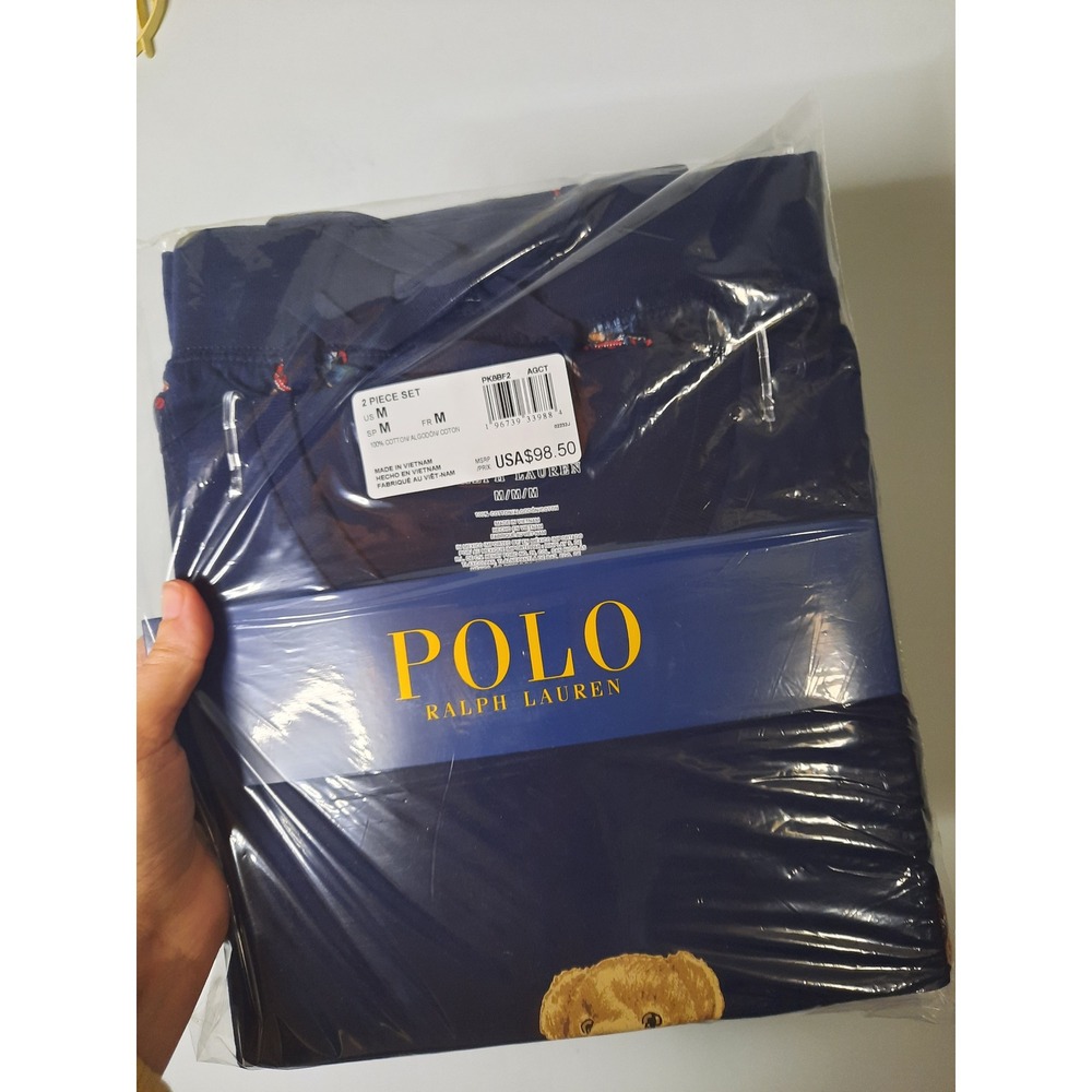 Polo Ralph Lauren Mens Polo Bear Pajama Set Navy Blue Holiday Sleepwear NEW Med - Picture 7 of 7
